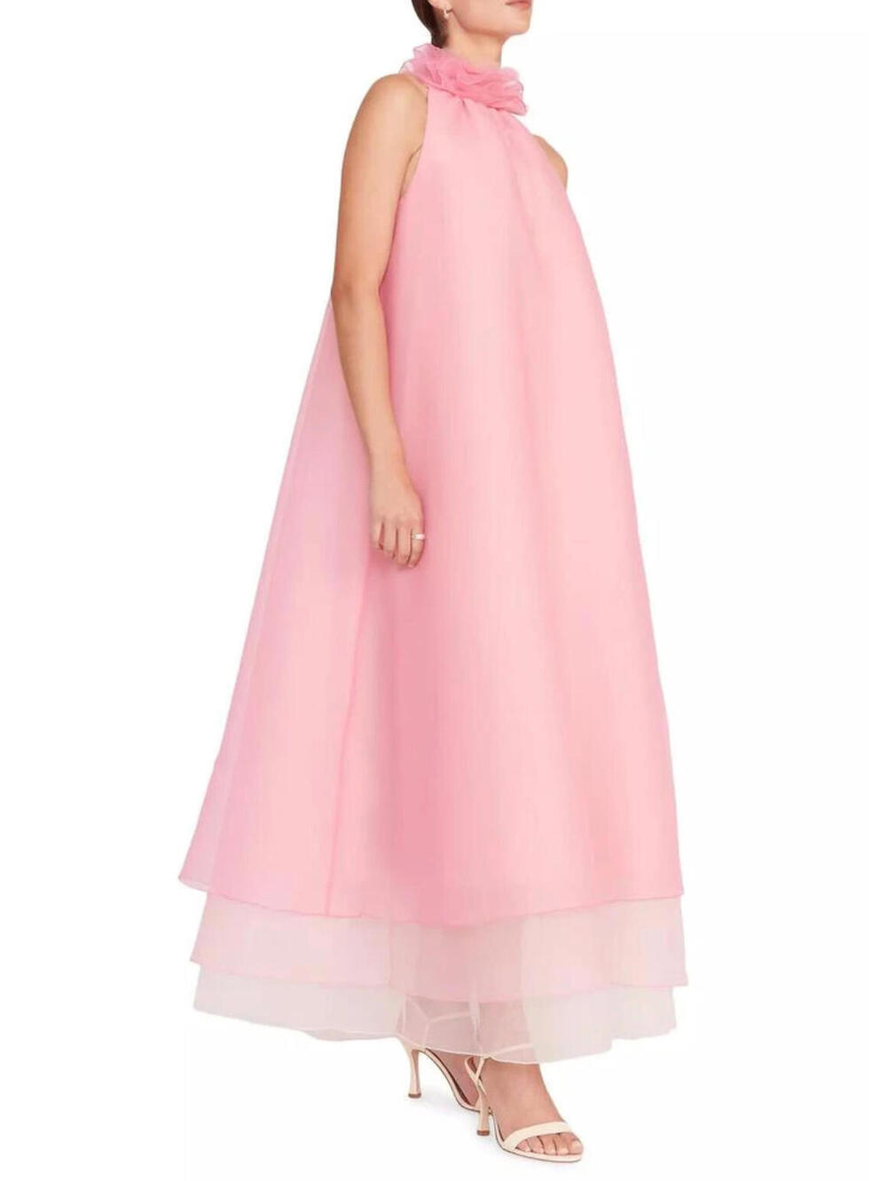 NWT Staud Organza Oleander Pink Ruffle Runway Maxi Dress Gown Sz Small - Picture 4 of 13